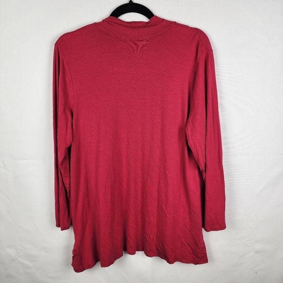 J. Jill Wearever Cranberry Red Pink Slouchy Pocket Open Cardigan Size Large - Picture 2 of 6